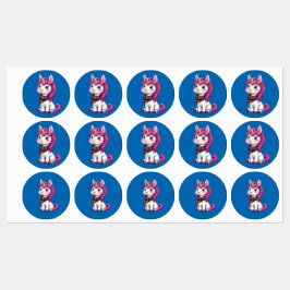 Schattigee roze eenhoorn met een Schotse geplakte  Labels