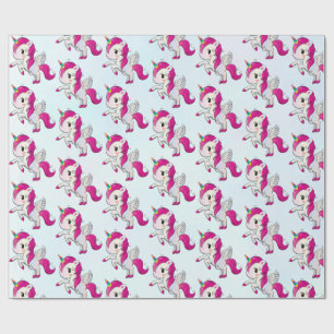 Schattigee Roze Eenhoorn met Vleugelpatroon Cadeaupapier