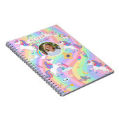 Schattigee Roze Eenhoorn Regenboog Aangepaste Naam Notitieboek (Rechterzijde)