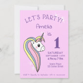Schattigee Roze Eenhoorn Sparkles Meisje Verjaarda Kaart (Voorkant)