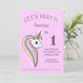 Schattigee Roze Eenhoorn Sparkles Meisje Verjaarda Kaart (Staand voorkant)