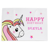 Schattigee Roze Eenhoorn Sterren Meisje Verjaardag Groot Cadeauzakje (Voorkant)