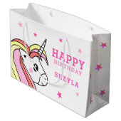 Schattigee Roze Eenhoorn Sterren Meisje Verjaardag Groot Cadeauzakje (Achterkant Gekanteld)