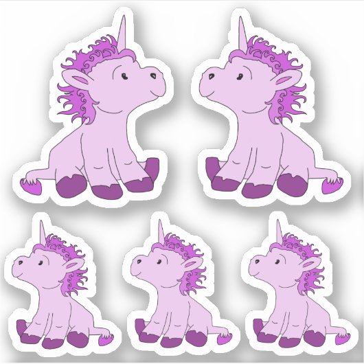 Schattigee Roze Eenhoorn Tekening Meisje Kinder Sticker (Voorkant)