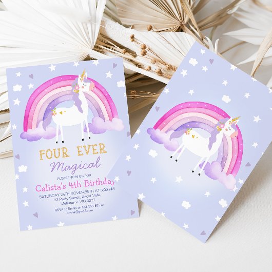 Schattigee Roze Eenhoorn Vier Ooit Magische 4e Ver Kaart