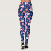 Schattigee Roze Eenhoorns en Bloempatroon Leggings (Achterkant)