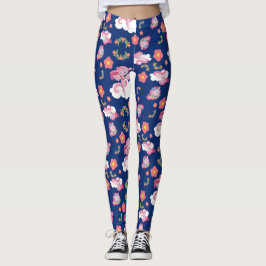 Schattigee Roze Eenhoorns en Bloempatroon Leggings