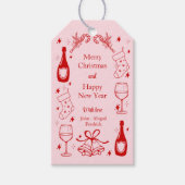 Schattigee roze eigenzinnige doodle kerst aangepas cadeaulabel (Voorkant)