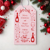 Schattigee roze eigenzinnige doodle kerst aangepas cadeaulabel