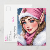 Schattigee Roze Elf | Vrolijk kerstfeest gepersona Feestdagenkaart (Voorkant / Achterkant)