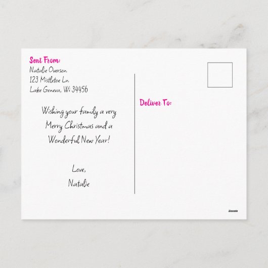 Schattigee Roze Elf | Vrolijk kerstfeest gepersona Feestdagenkaart (Achterkant)