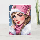 Schattigee Roze Elf | vrolijk kerstfeest Kaart (Voorkant)