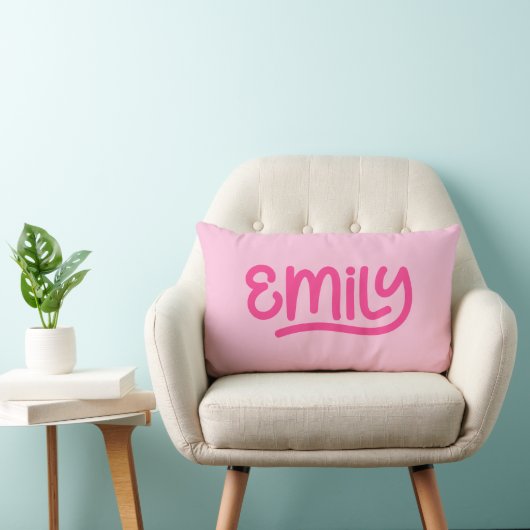 Schattigee roze Emily handschrift typografie Kussen (Stoel)