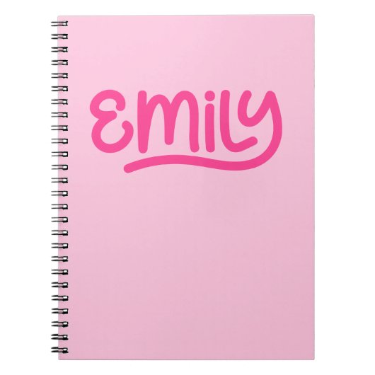 Schattigee roze Emily handschrift typografie Notitieboek (Voorkant)