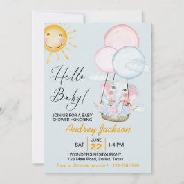 Schattigee roze en blauwe Baby olifantendouche Kaart