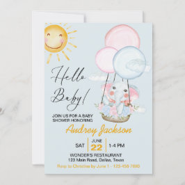 Schattigee roze en blauwe Baby olifantendouche Kaart