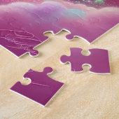 Schattigee roze en blauwe eenhoorn glitter fel legpuzzel (Zijkant)