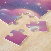 Schattigee roze en blauwe eenhoorn legpuzzel (Zijkant)