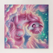 Schattigee roze en blauwe eenhoorn legpuzzel (Horizontaal)