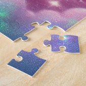 Schattigee roze en blauwe eenhoorn legpuzzel (Zijkant)