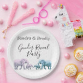 Schattigee roze en blauwe gender reveal party papieren bordje (Feest)