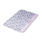 Schattigee Roze en Blauwe Vlinder Custom Name Girl Badmat (Gekanteld)