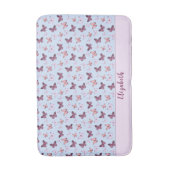 Schattigee Roze en Blauwe Vlinder Custom Name Girl Badmat (Voorkant Verticaal)