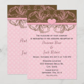 Schattigee roze en bruine bruiloft receptie kaart (Voorkant / Achterkant)