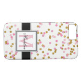 Schattigee roze en gouden glitter Confetti, monogr Case-Mate iPhone Case (Achterkant (Horizontaal))