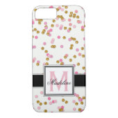 Schattigee roze en gouden glitter Confetti, monogr Case-Mate iPhone Case (Achterkant)