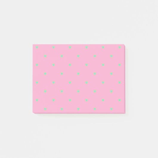 Schattigee roze en groene harten Patroon Notities Post-it® Notes (Voorkant)