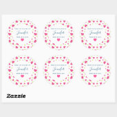 Schattigee Roze en Groene Harten Pattern Keuken Ronde Sticker (Vel)