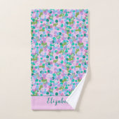 Schattigee roze en groene kikkers Custom Name Girl Bad Handdoek (Handdoek)