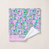 Schattigee roze en groene kikkers Custom Name Girl Bad Handdoek (Wasdoekje)