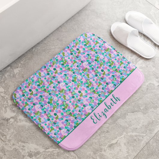 Schattigee roze en groene kikkers Custom Name Girl Badmat
