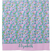 Schattigee roze en groene kikkers Custom Name Girl Douchegordijn (Voorkant)