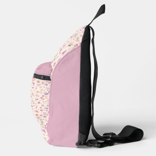 Schattigee roze en Paarse bloemmotief slingertas Sling Bag (Rechts)