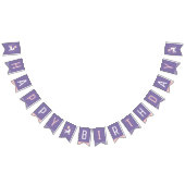 Schattigee Roze en Paarse Eenhoorn Happy Birthday Vlaggetjes (Alle)