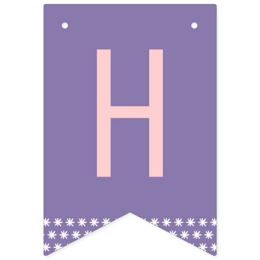 Schattigee Roze en Paarse Eenhoorn Happy Birthday Vlaggetjes (Tweede vlag)