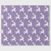 Schattigee roze en Paarse eenhoorn verjaardag Cadeaupapier (Vlak)