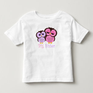 Schattigee Roze en Paarse Uilen Big Sister Kinder Shirts