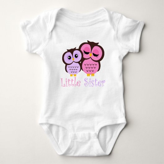 Schattigee Roze en Paarse Uilen Little Sister Romper (Voorkant)