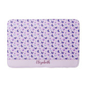 Schattigee Roze en Paarse Vlinder Custom Name Girl Badmat (Voorkant)