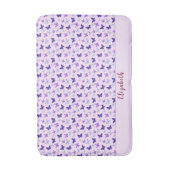 Schattigee Roze en Paarse Vlinder Custom Name Girl Badmat (Voorkant Verticaal)