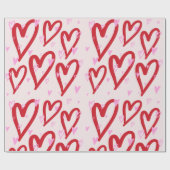 Schattigee roze en rode harten cadeaupapier (Vlak)