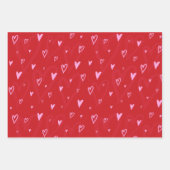 Schattigee roze en rode harten inpakpapier vel (Voorkant 2)