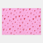 Schattigee roze en rode harten inpakpapier vel (Voorkant)