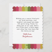 Schattigee roze en rode kersen kerst feestdagenkaart (Achterkant)