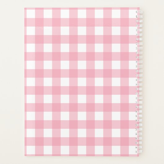 Schattigee roze en witte check gepersonaliseerde p planner (Achterkant)