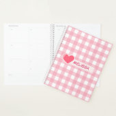Schattigee roze en witte check gepersonaliseerde p planner (Display)